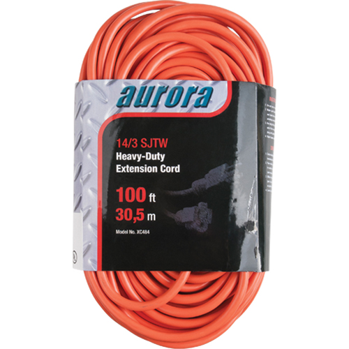 Vinyl Extension Cord, Outdoor, SJTW, 14/3 AWG, 13 A, 100' Helyx Safety & Industrial Supplies
