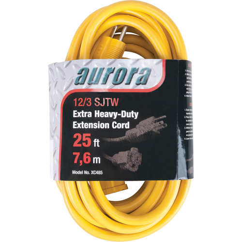 Cordon rallonge en vinyle, Ext&eacute;rieur, SJTW, AWG 12/3, 15 A, 25' Helyx Safety & Industrial Supplies
