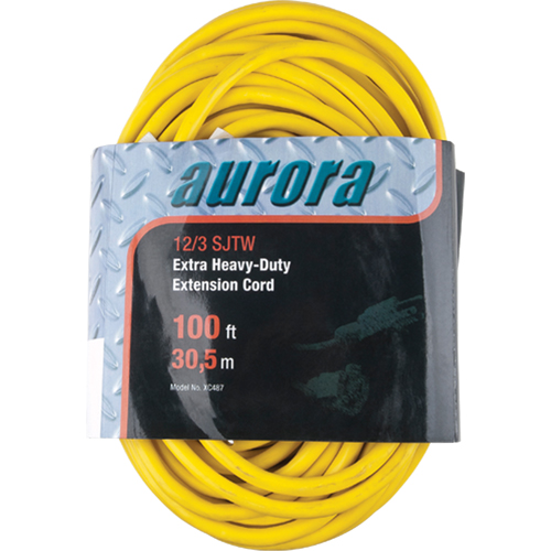Cordon rallonge en vinyle, Ext&eacute;rieur, SJTW, AWG 12/3, 15 A, 100' Helyx Safety & Industrial Supplies