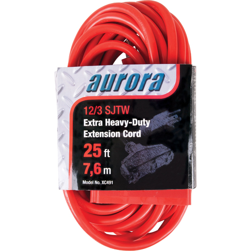 Vinyl Extension Cord, Outdoor, SJTW, 12/3 AWG, 15 A, 3 Outlet(s), 25' Helyx Safety & Industrial Supplies