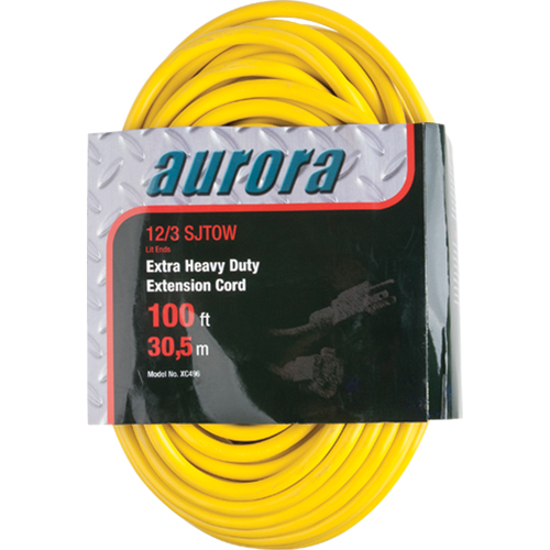 Vinyl Extension Cord with Light Indicator, Outdoor, SJTOW, 12/3 AWG, 15 A, 100' Helyx Safety & Industrial Supplies