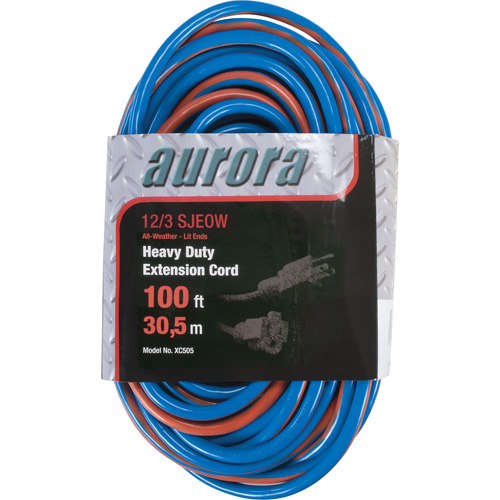 TPE-Rubber Extension Cord With Light Indicator, All-Weather, SJEOW, 12/3 AWG, 15 A, 100' Helyx Safety & Industrial Supplies