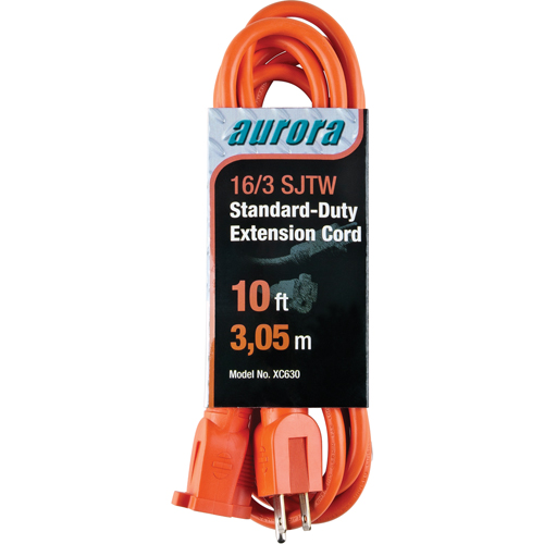 Cordon rallonge, Int&eacute;rieur/ext&eacute;rieur, SJTW, AWG 16/3, 13 A, 10' Helyx Safety & Industrial Supplies