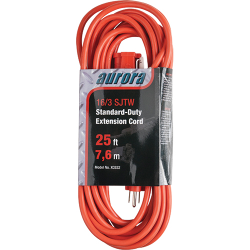Extension Cord, Indoor/Outdoor, SJTW, 16/3 AWG, 13 A, 25' Helyx Safety & Industrial Supplies