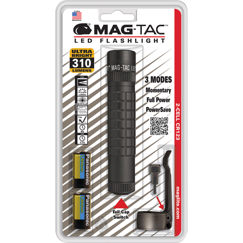 Mag-Tac Tactical Flashlights, LED, 310 Lumens, CR123 Batteries Helyx Safety & Industrial Supplies