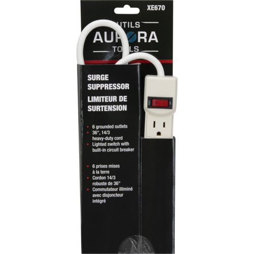 Surge Suppressor, 6 Outlets, 200 J, 1875 W, 3' Cord Helyx Safety & Industrial Supplies