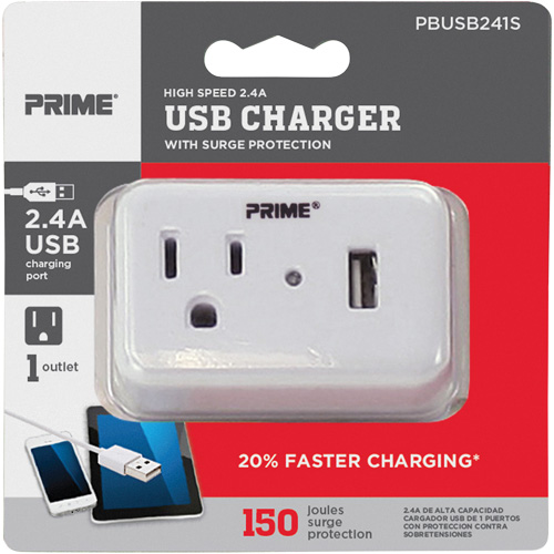 Prime&reg; USB Charger with Surge Protector Helyx Safety & Industrial Supplies