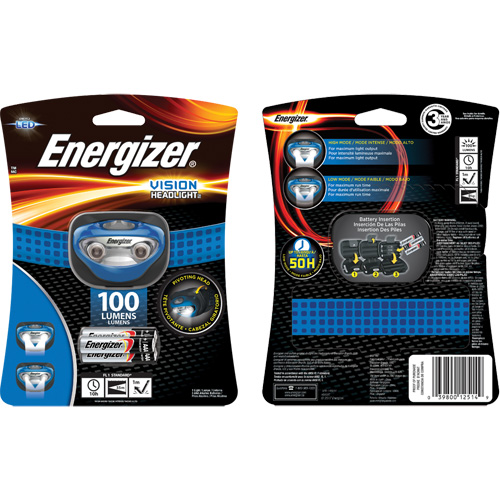 Lampe frontale Vision, DEL, 100 lumens, 10 hres de fonctionnement, piles AAA Helyx Safety & Industrial Supplies