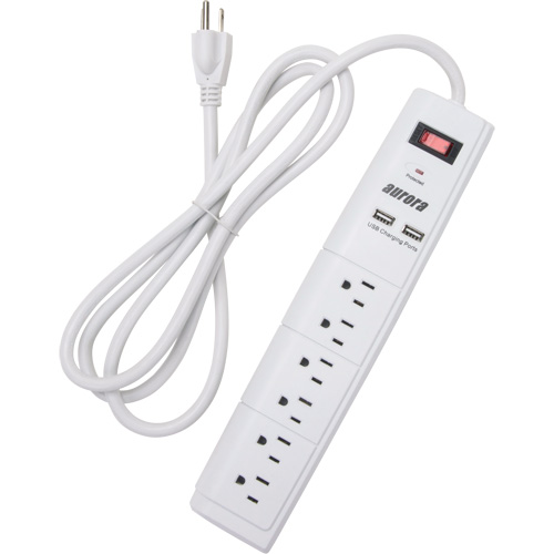 USB Charging Surge Protector, 6 Outlets, 1200 J, 1875 W, 6' Cord Helyx Safety & Industrial Supplies