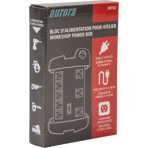 Workshop Surge Protector Power Strip, 8 Outlets, 1350 J, 1875 W, 6' Cord Helyx Safety & Industrial Supplies
