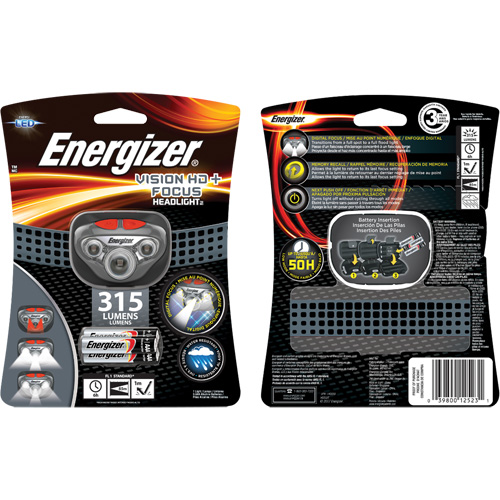 Vision HD+ Focus Headlamp, LED, 315 Lumens, 6 Hrs. Run Time, AAA Batteries Helyx Safety & Industrial Supplies