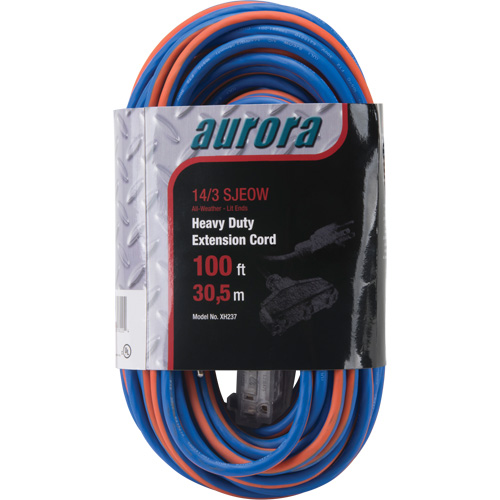 Cordon rallonge en caoutchouc TPE avec indicateur lumineux, Toutes saisons, SJEOW, AWG 14/3, 13 A, 3 prise(s), 100' Helyx Safety & Industrial Supplies
