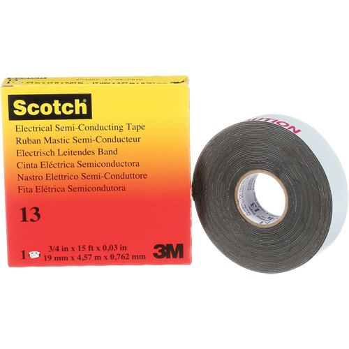 Scotch&reg; Electrical Semi-Conducting Tape, 19 mm (3/4") x 4.6 m (15'), Black, 30 mils Helyx Safety & Industrial Supplies