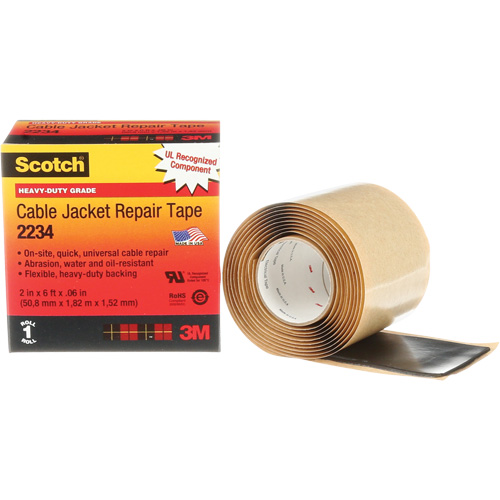 Scotch&reg; Cable Jacket Repair Tape, 51 mm (2") x 1.8 m (6'), Black, 60 mils Helyx Safety & Industrial Supplies