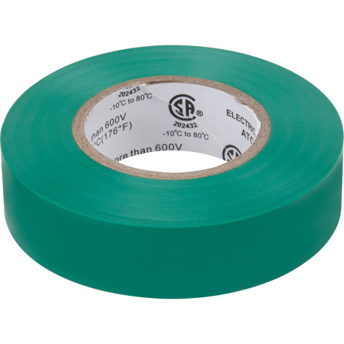 Electrical Tape, 19 mm (3/4") x 18 M (60'), Green, 7 mils Helyx Safety & Industrial Supplies