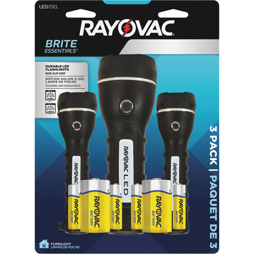 Ensemble de lampes de poche robustes caoutchout&eacute;es Brite Essentials, DEL, 40/26 lumens, Piles D/AA Helyx Safety & Industrial Supplies
