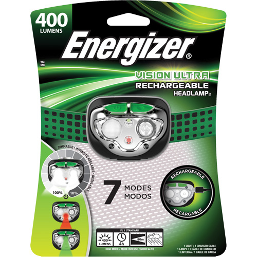 Lampe frontale Vision Ultra, DEL, 400 lumens, 4 hres de fonctionnement, piles Rechargeable Helyx Safety & Industrial Supplies
