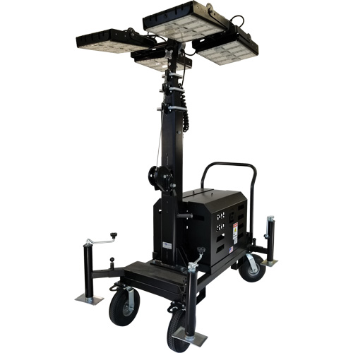 Tour d'&eacute;clairage avec quatre lampes DEL Beacon, Diesel/&eacute;lectrique, 800 Watts, 120 000 Lumens, Hauteur de 17' Helyx Safety & Industrial Supplies