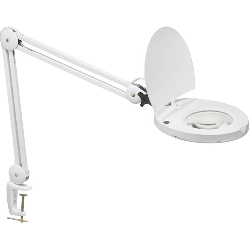 Lampe loupe ajustable, Dioptrie 5, Ampoule DEL, Bras de 47", Pinces serre-joints, Blanc Helyx Safety & Industrial Supplies