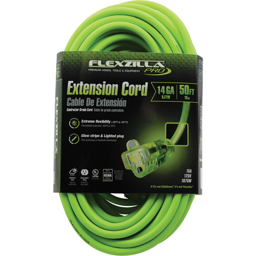 Cordon rallonge industriel Flexzilla Pro, Toutes saisons, SJTW, AWG 14/3, 15 A, 50' Helyx Safety & Industrial Supplies