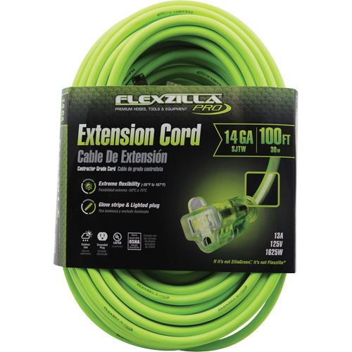 Cordon rallonge industriel Flexzilla Pro, Toutes saisons, SJTW, AWG 14/3, 15 A, 100' Helyx Safety & Industrial Supplies