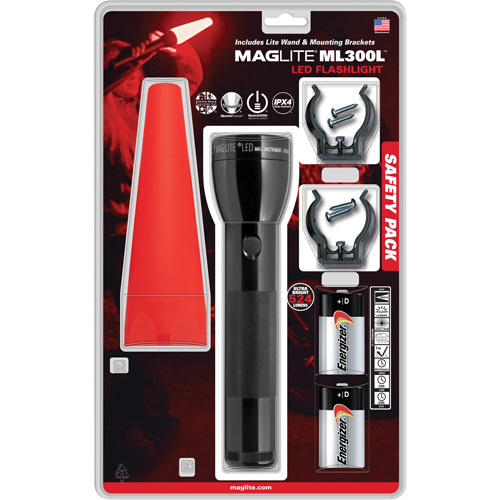 Safety Flashlight Pack, LED, 487 Lumens, D Batteries Helyx Safety & Industrial Supplies