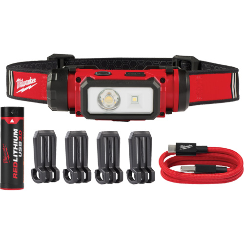 Lampe frontale pour casque de s&eacute;curit&eacute; USB REDLITHIUM, DEL, 600 lumens, 5 hres de fonctionnement, piles Rechargeable Helyx Safety & Industrial Supplies