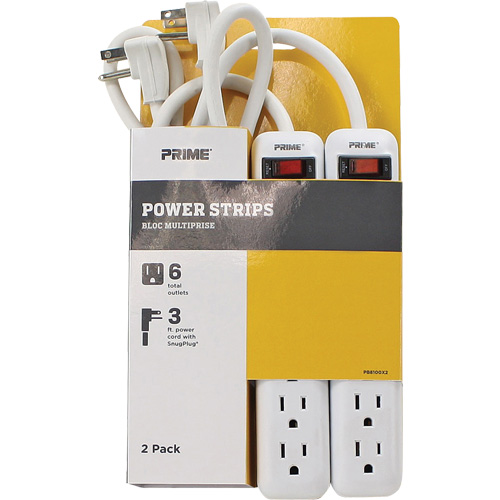 Power Strip 2-Pack, 6 Outlet(s), 3', 15 A, 1875 W, 125 V Helyx Safety & Industrial Supplies