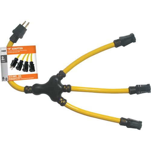 "W" Adapter, Outdoor, STW, 12/3 AWG, 15 A, 3 Outlet(s), 2' Helyx Safety & Industrial Supplies