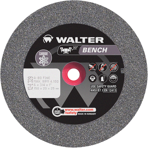 Bench Grinding Wheel, 6" x 3/4", 1" Arbor, 1 Helyx Safety & Industrial Supplies