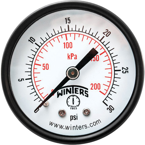 Manom&egrave;tre &eacute;conomique,  2", 0 - 30 psi, Fixation arri&egrave;re, Analogique Helyx Safety & Industrial Supplies