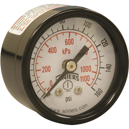 Manom&egrave;tre &eacute;conomique,  1-1/2", 0 - 160 psi, Fixation arri&egrave;re, Analogique Helyx Safety & Industrial Supplies