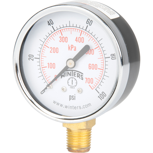 Pressure Gauge, 2-1/2" , 0 - 100 psi, Bottom Mount, Analogue Helyx Safety & Industrial Supplies