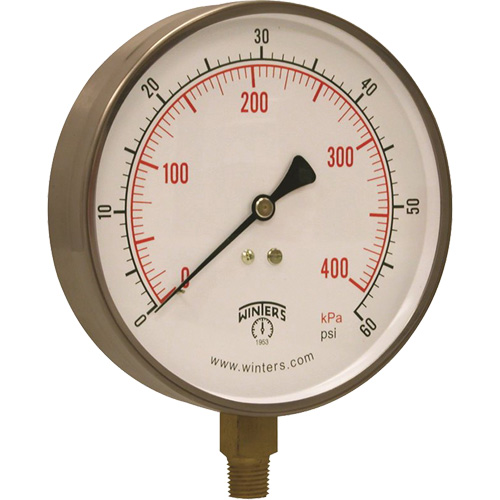Manom&egrave;tre pour entrepreneur,  4-1/2", 0 - 60 psi, Fixation inf&eacute;rieure, Analogique Helyx Safety & Industrial Supplies