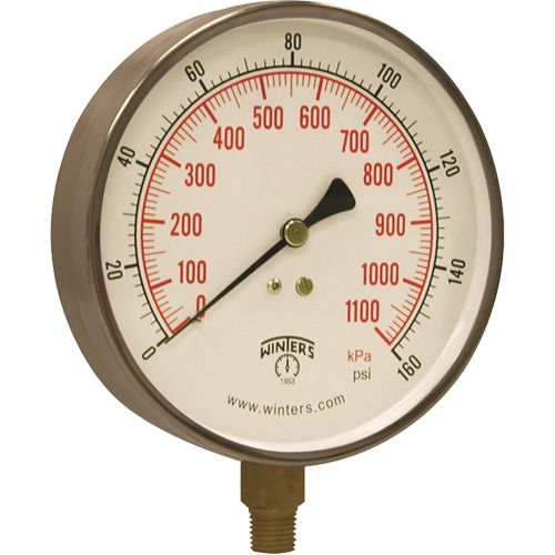 Contractor Pressure Gauge, 4-1/2" , 0 - 160 psi, Bottom Mount, Analogue Helyx Safety & Industrial Supplies