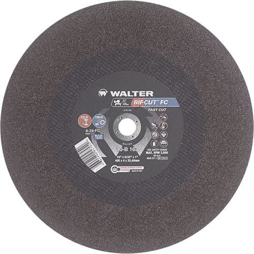Ripcut Stainless Steel & Steel Cut-Off Wheel for Stationary Saws, 16" x 5/32", 1" Arbor, Type 1, Aluminum Oxide, 3800 RPM Helyx Safety & Industrial Supplies