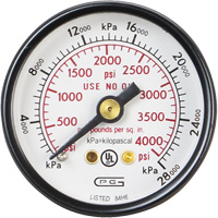 Pressure Gauges, 1-1/2" , 0 - 4000 psi, Back Mount, Analogue Helyx Safety & Industrial Supplies