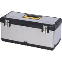 JPSTB-22 Boîte &agrave; outils en acier inoxydable, 11" P x 22-1/2" la x 10-3/4" h, Noir/Gris Helyx Safety & Industrial Supplies
