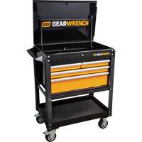 Utility Cart, 4 Drawers, 33" L x 21" W x 42" H, Black/Orange Helyx Safety & Industrial Supplies