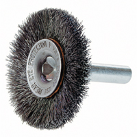 Crimped Wire Wheel Brush with 1/4" Shank, 3" Dia., 0.014" Fill, 1/4" Arbor Helyx Safety & Industrial Supplies