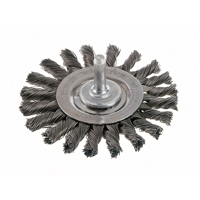 Brosses rotatives &agrave; fils nou&eacute;s - Brosse rotative &agrave; fils nou&eacute;s a/queue 1/4", fils nou&eacute;s standards, Dia. 4", Fils 0,014", Acier Helyx Safety & Industrial Supplies