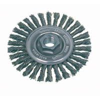 Brosse rotative &agrave; fils nou&eacute;s pour petites meuleuses haute vitesse, pour passe de fond, Dia. 4", Fils 0,02", Arbre 5/8"-11, Acier inoxydable Helyx Safety & Industrial Supplies