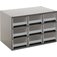 Casiers modulaires pour pi&egrave;ces, Acier, 9 tiroirs, 17" x 10-9/16" x 3-1/16", Gris Helyx Safety & Industrial Supplies