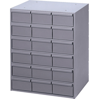 Casiers &agrave; tiroirs industriels, 18 tiroirs, 17-1/4" la x 11-5/8" p x 21-1/4" h, Gris Helyx Safety & Industrial Supplies