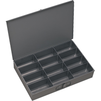 Boîtes &agrave; fond courb&eacute;, Acier, 12 compartiments, 13 3/8" la x 9-1/4" p, 2" h, Gris Helyx Safety & Industrial Supplies