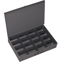 Boîtes &agrave; fond courb&eacute;, Acier, 16 compartiments, 13-3/8" la x 9-1/4" p, 2" h, Gris Helyx Safety & Industrial Supplies