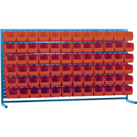 Louvered Rack with Bins, 72 Bins, 72" W x 15" D x 40" H Helyx Safety & Industrial Supplies