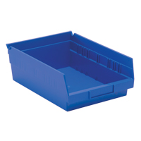 Shelf Bins, 8-3/8" W x 4" H x 11-5/8" D, Blue, 30 lbs. Capacity Helyx Safety & Industrial Supplies
