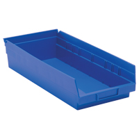 Bacs de rangement pour tablettes, 8-3/8" la x 4" H x 17-7/8" p, Bleu, Capacit&eacute; 40 lb Helyx Safety & Industrial Supplies
