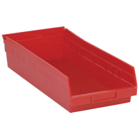 Bacs de rangement pour tablettes, 8-3/8" la x 4" H x 17-7/8" p, Rouge, Capacit&eacute; 40 lb Helyx Safety & Industrial Supplies